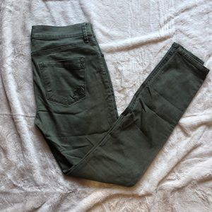 Olive Green Mid-rise Moto Legging Jeans